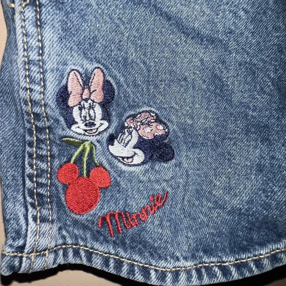 Disney Mickey Minnie Mouse Denim Bib Overalls Shortalls Y2k Size 5 Embroidered